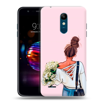 Силиконовый чехол на LG K11 Plus с принтом Девушка и букет