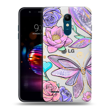 Силиконовый чехол на LG K11 Plus с принтом Бабочки и цветы Силиконовый чехол на LG K11 Plus с принтом Бабочки и цветы