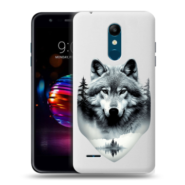 Силиконовый чехол на LG K11 Plus с принтом Волк в лесу Силиконовый чехол на LG K11 Plus с принтом Волк в лесу