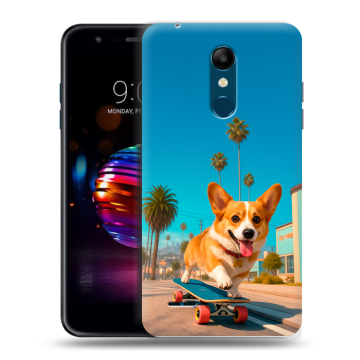 Силиконовый чехол на LG K11 Plus с принтом Корги на скейте
