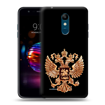 Силиконовый чехол на LG K11 Plus с принтом Герб России золотой