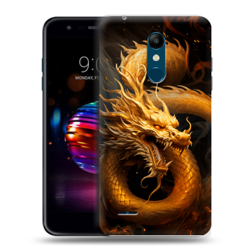 Силиконовый чехол на LG K11 Plus с принтом Золотой дракон