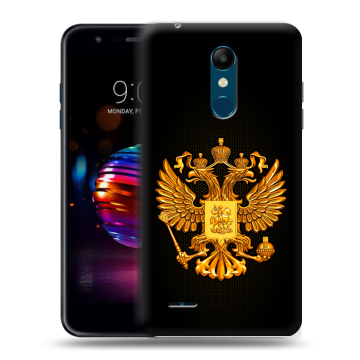 Силиконовый чехол на LG K11 Plus с принтом Герб России желтый