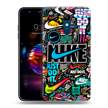 Силиконовый чехол на LG K11 Plus с принтом найк nike черный