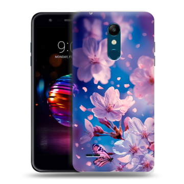 Силиконовый чехол на LG K11 Plus с принтом цветы бабочки Силиконовый чехол на LG K11 Plus с принтом цветы бабочки