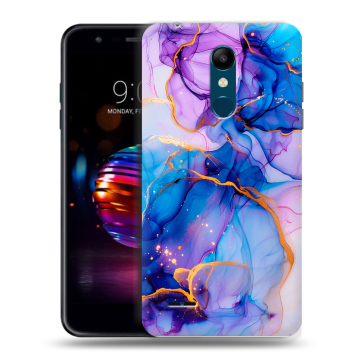 Силиконовый чехол на LG K11 Plus с принтом синий мрамор