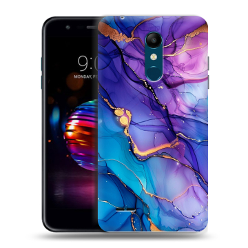 Силиконовый чехол на LG K11 Plus с принтом синий мрамор Силиконовый чехол на LG K11 Plus с принтом синий мрамор