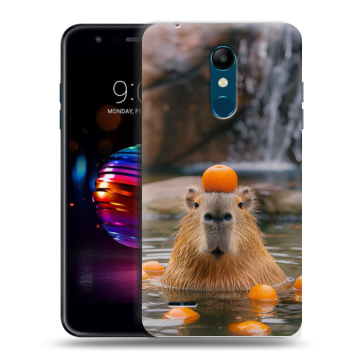 Силиконовый чехол на LG K11 Plus с принтом Капибара с апельсином