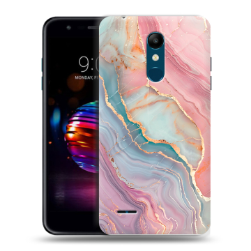Силиконовый чехол на LG K11 Plus с принтом розовый мрамор