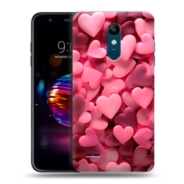 Силиконовый чехол на LG K11 Plus с принтом розовые сердечки Силиконовый чехол на LG K11 Plus с принтом розовые сердечки