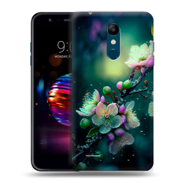 Силиконовый чехол на LG K11 Plus с принтом Цветы и мрамор