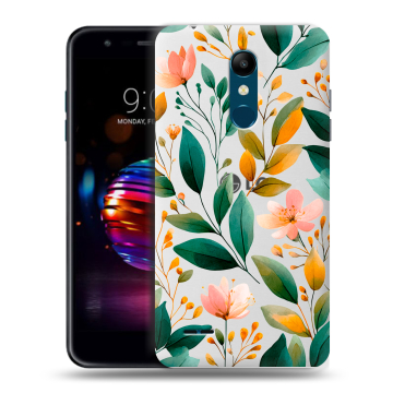 Силиконовый чехол на LG K11 Plus с принтом Цветы паттерн