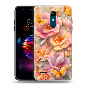 Силиконовый чехол на LG K11 Plus с принтом Цветы и бабочки