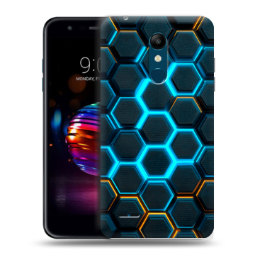 Силиконовый чехол на LG K11 Plus с принтом Неоновые соты