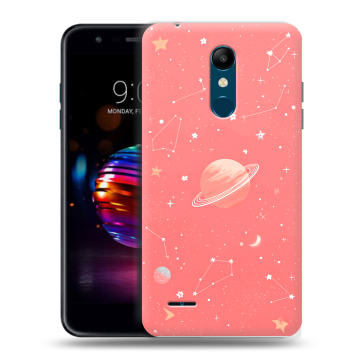 Силиконовый чехол на LG K11 Plus с принтом Розовый космос