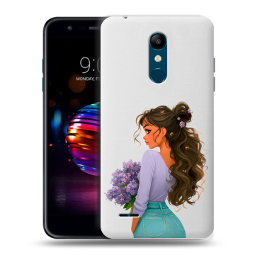 Силиконовый чехол на LG K11 Plus с принтом девушка цветы