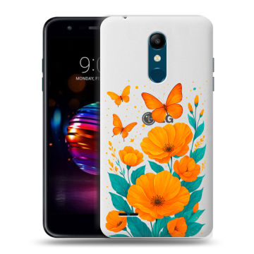 Силиконовый чехол на LG K11 Plus с принтом цветы бабочки