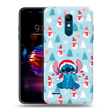Силиконовый чехол на LG K11 Plus с принтом Стич Новый год