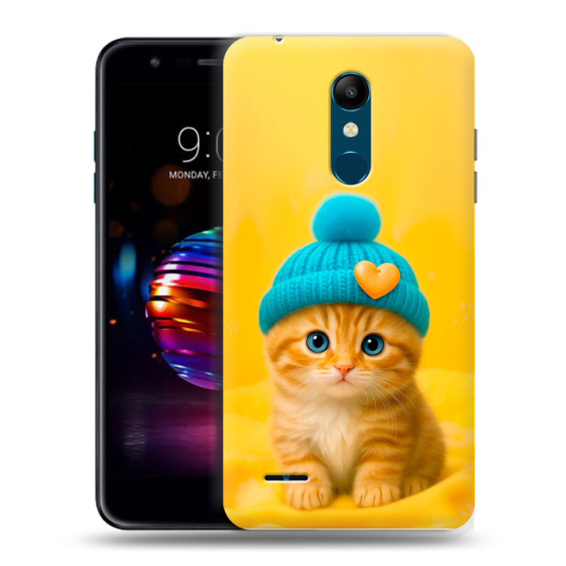 Силиконовый чехол на LG K11 Plus с принтом Котенок в шапке Силиконовый чехол на LG K11 Plus с принтом Котенок в шапке