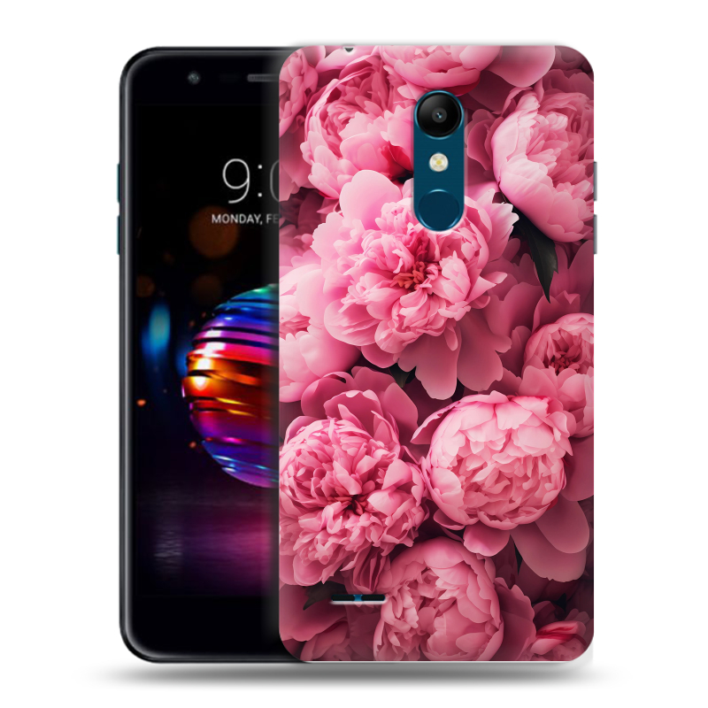 Силиконовый чехол на LG K11 Plus с принтом цветы пионы Силиконовый чехол на LG K11 Plus с принтом цветы пионы