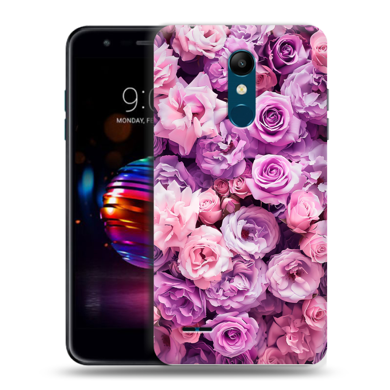 Силиконовый чехол на LG K11 Plus с принтом лавандовые розы Силиконовый чехол на LG K11 Plus с принтом лавандовые розы
