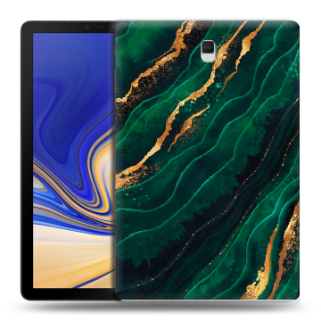 Силиконовый чехол на планшета Samsung Galaxy Tab S4 с принтом Мрамор зеленое золото