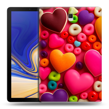 Силиконовый чехол на планшета Samsung Galaxy Tab S4 с принтом Сердечки