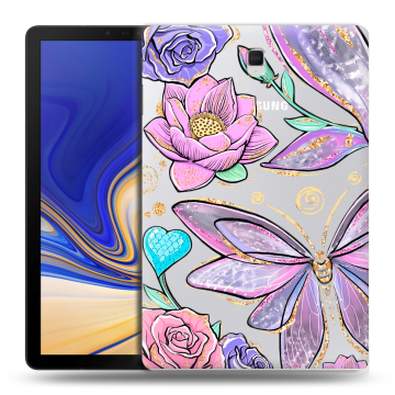 Силиконовый чехол на Samsung Galaxy Tab S4 с принтом Бабочки и цветы
