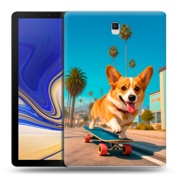 Силиконовый чехол на Samsung Galaxy Tab S4 с принтом Корги на скейте