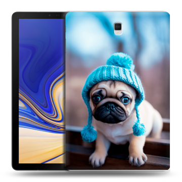 Силиконовый чехол на Samsung Galaxy Tab S4 с принтом Мопс в шапке