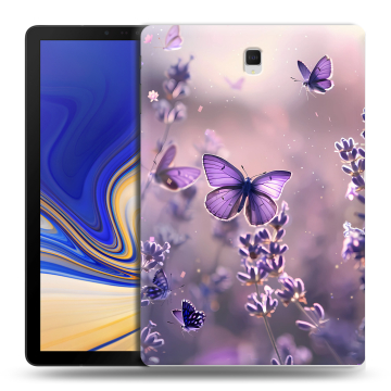 Силиконовый чехол на Samsung Galaxy Tab S4 с принтом бабочки и лаванда