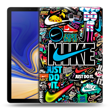 Силиконовый чехол на Samsung Galaxy Tab S4 с принтом найк nike черный