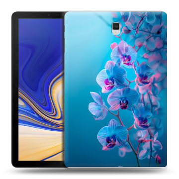 Силиконовый чехол на Samsung Galaxy Tab S4 с принтом голубые орхидеи
