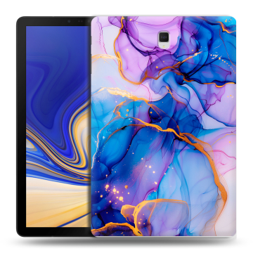 Силиконовый чехол на Samsung Galaxy Tab S4 с принтом синий мрамор
