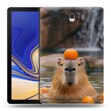 Силиконовый чехол на Samsung Galaxy Tab S4 с принтом Капибара с апельсином Силиконовый чехол на Samsung Galaxy Tab S4 с принтом Капибара с апельсином