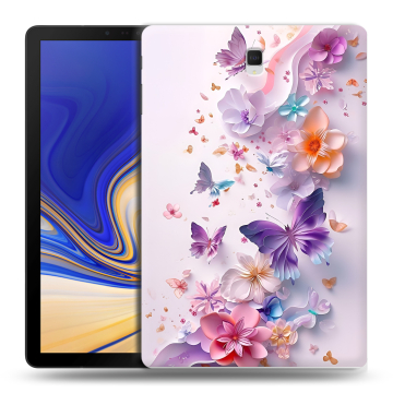 Силиконовый чехол на Samsung Galaxy Tab S4 с принтом цветы бабочки Силиконовый чехол на Samsung Galaxy Tab S4 с принтом цветы бабочки