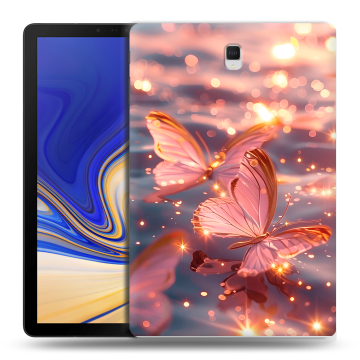 Силиконовый чехол на Samsung Galaxy Tab S4 с принтом бабочки розовые