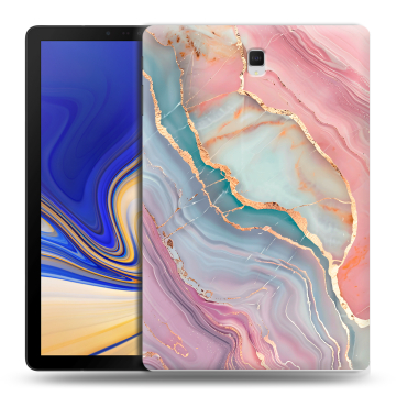 Силиконовый чехол на Samsung Galaxy Tab S4 с принтом розовый мрамор