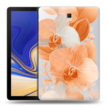 Силиконовый чехол на Samsung Galaxy Tab S4 с принтом Бежевые цветы