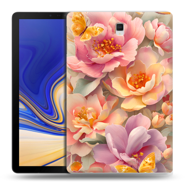 Силиконовый чехол на Samsung Galaxy Tab S4 с принтом Цветы и бабочки