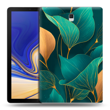 Силиконовый чехол на Samsung Galaxy Tab S4 с принтом Листья и золото