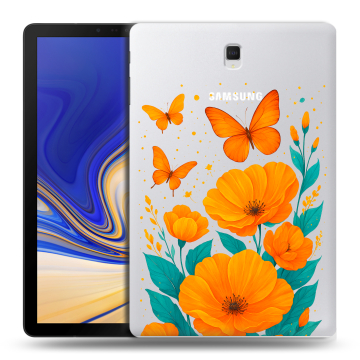 Силиконовый чехол на Samsung Galaxy Tab S4 с принтом цветы бабочки Силиконовый чехол на Samsung Galaxy Tab S4 с принтом цветы бабочки