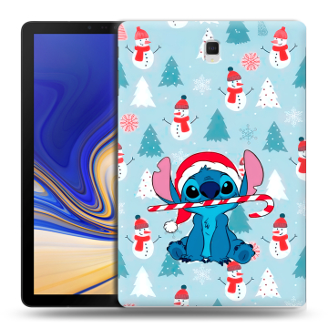 Силиконовый чехол на Samsung Galaxy Tab S4 с принтом Стич Новый год