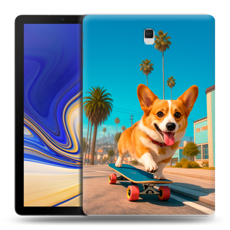 Силиконовый чехол на Samsung Galaxy Tab S4 с принтом Корги на скейте Силиконовый чехол на Samsung Galaxy Tab S4 с принтом Корги на скейте
