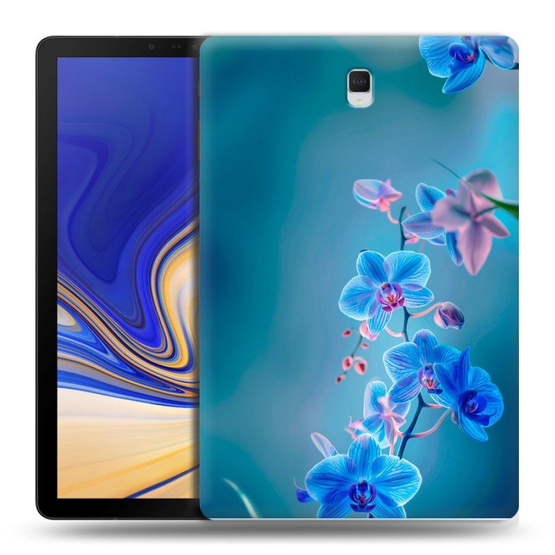 Силиконовый чехол на Samsung Galaxy Tab S4 с принтом Голубые цветы Силиконовый чехол на Samsung Galaxy Tab S4 с принтом Голубые цветы