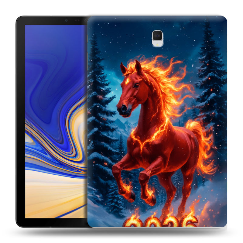 Силиконовый чехол на Samsung Galaxy Tab S4 с принтом Новый год коня Силиконовый чехол на Samsung Galaxy Tab S4 с принтом Новый год коня