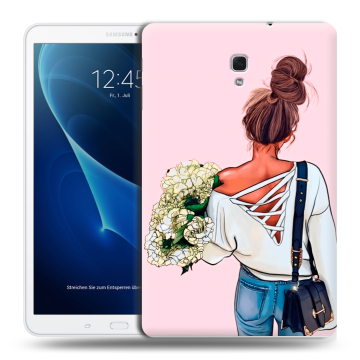 Силиконовый чехол на Samsung Galaxy Tab A 10.5 с принтом Девушка и букет Силиконовый чехол на Samsung Galaxy Tab A 10.5 с принтом Девушка и букет