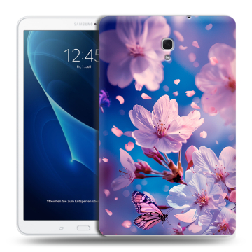 Силиконовый чехол на Samsung Galaxy Tab A 10.5 с принтом цветы бабочки Силиконовый чехол на Samsung Galaxy Tab A 10.5 с принтом цветы бабочки