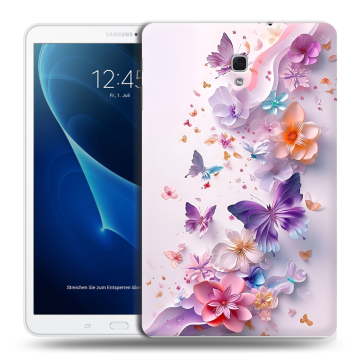 Силиконовый чехол на Samsung Galaxy Tab A 10.5 с принтом цветы бабочки