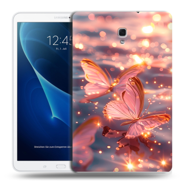 Силиконовый чехол на Samsung Galaxy Tab A 10.5 с принтом бабочки розовые